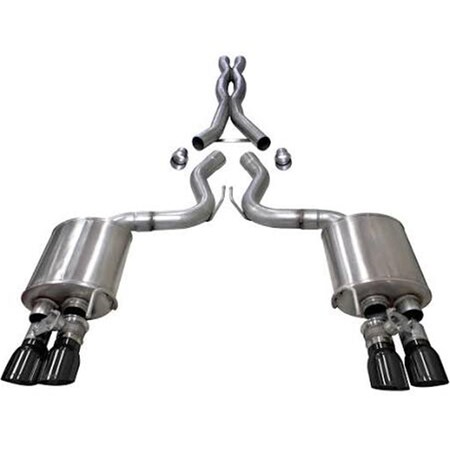 Corsa Exhaust 3 in. Exhaust Sport Extreme Cat-Back Dual Rear Twin 4.0 Polished Pro-Series Tips for Mustang, Silver C1M-21001BLK